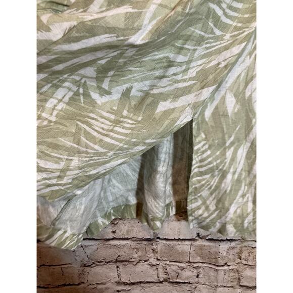Style & Co. Linen Top Womens 18 Sage Green Tropical Leaf Printed Button Up Plus - Picture 12 of 12